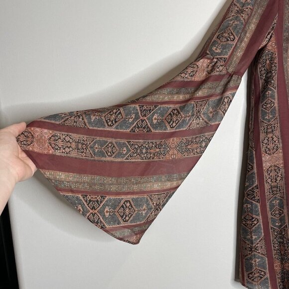 The Jetset Diaries TJD Redwood Tunic Dress Aztec Boho Bell Sleeve Size 8 - Picture 5 of 9